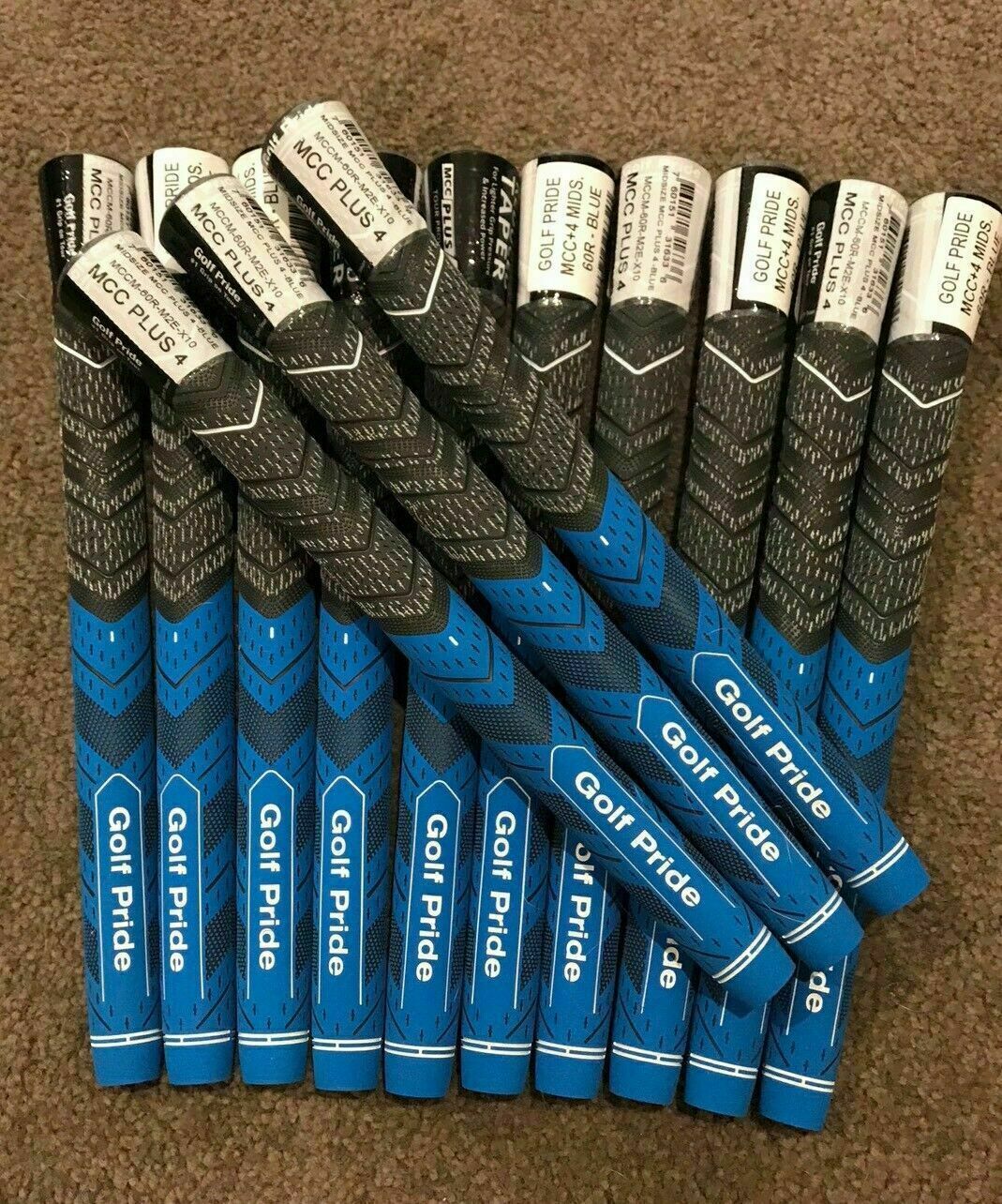 13x New Golf Pride MCC Plus 4 Golf Club Grips Midsize Blue