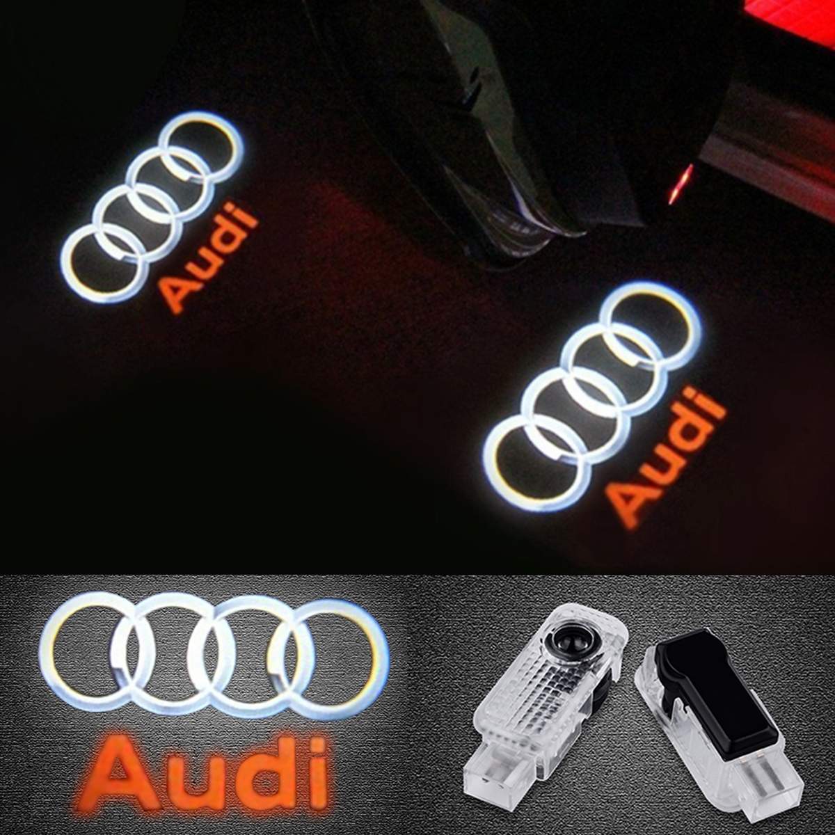 2X LED Courtesy Step Door Light Quattro Logo Projector For Audi A4 A6